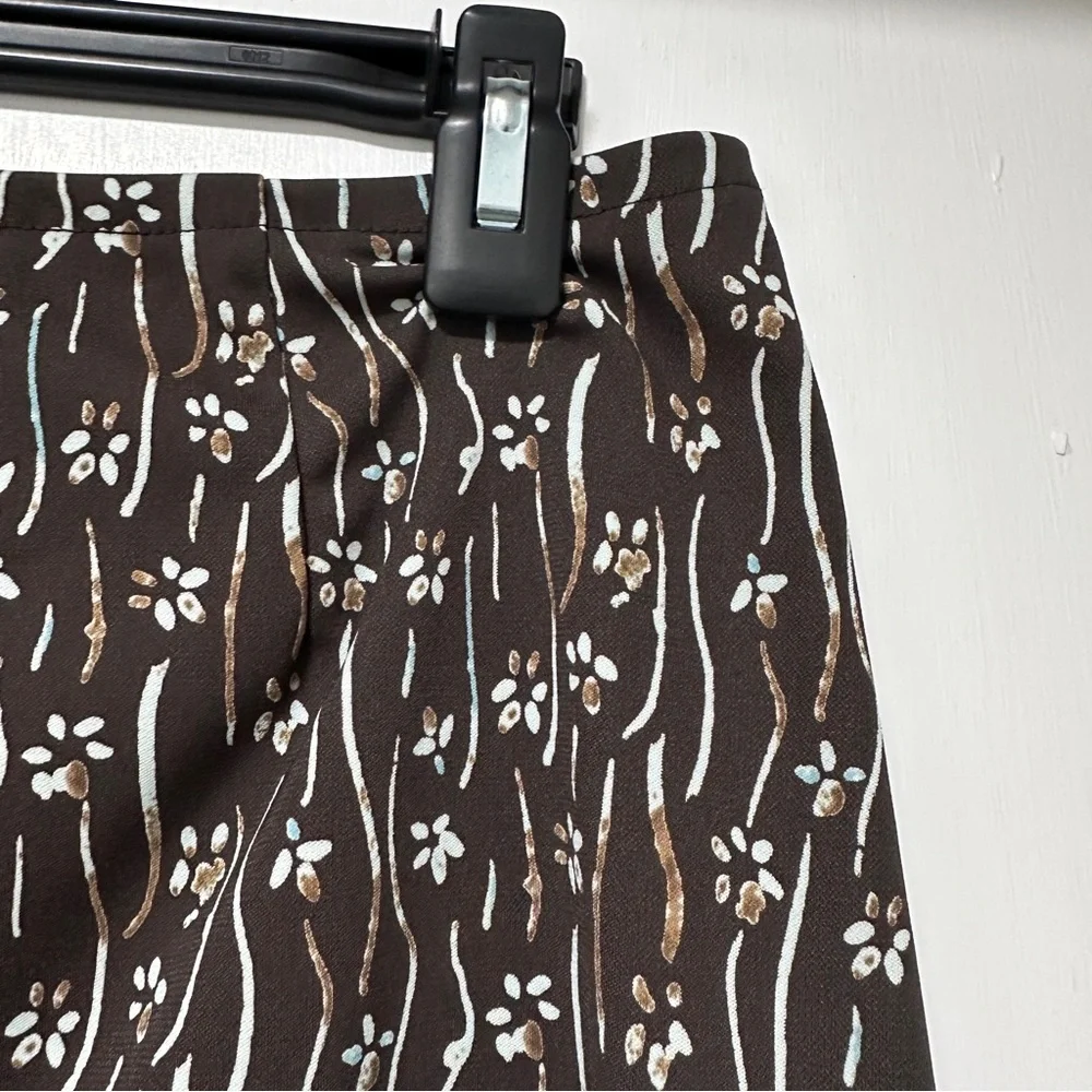 Vintage 90s Axcess Chocolate Brown Floral Midi Skirt Women’s Size Medium Boho - Picture 6 of 16